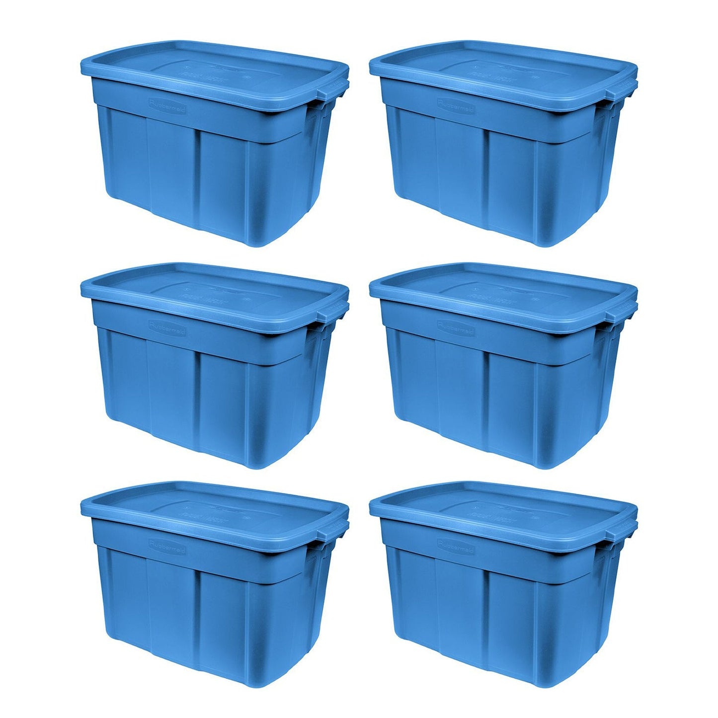 Rubbermaid Roughneck Tote 18 Gallon Storage Container, Heritage Blue (6 Pack)