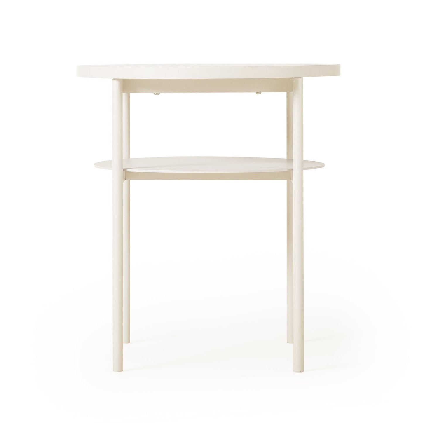 Mellow AIDA Round Multipurpose End and Side Table with Storage Shelf, Beige