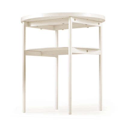 Mellow AIDA Round Multipurpose End and Side Table with Storage Shelf, Beige