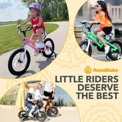 RoyalBaby Freestyle Outdoor Kid's Bicycle with Training Wheels, 16 Inch, Red