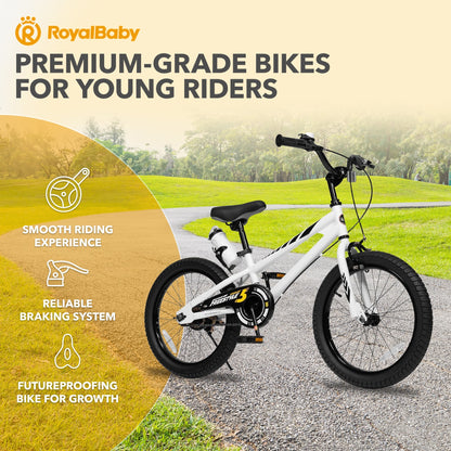 RoyalBaby Freestyle Outdoor Kid's Sporty Bicycle with Kickstand, 18 Inch, White