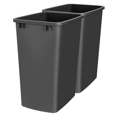 Rev-A-Shelf Polymer Replacement 35 qt. Trash Bin, Black, 2 Pack, RV-35-18-2