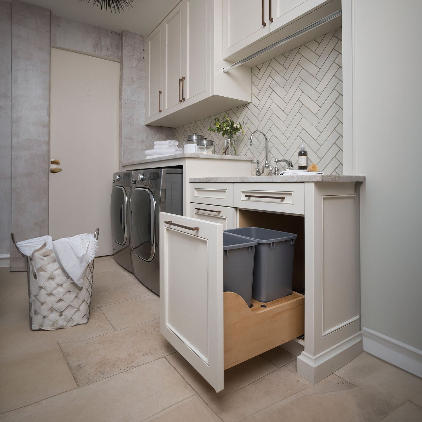 Rev-A-Shelf Double Pullout Trash Can 35 qt. w/ Soft-close, 4WCSC-1835DMND-2