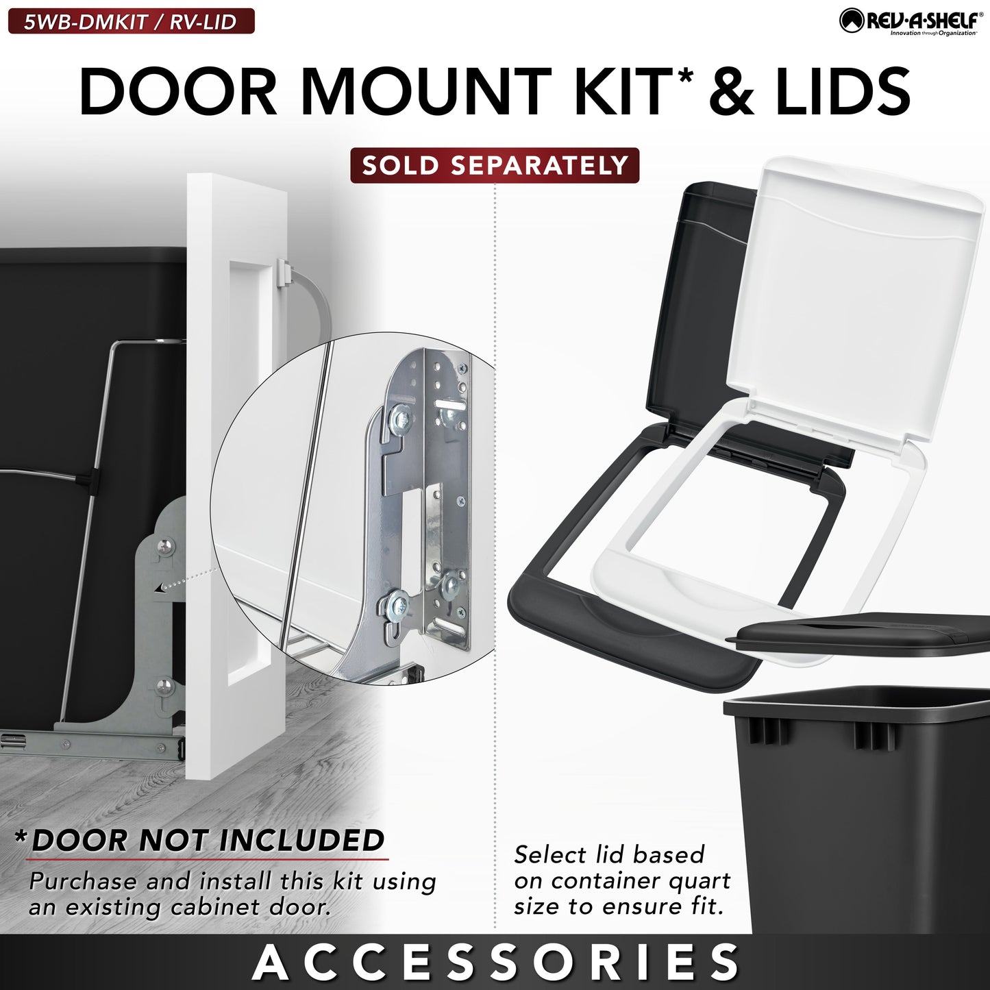 Rev-A-Shelf Pullout Trash Can 35 qt. for Kitchen Cabinets, Blue, RV-12KD-22C-S