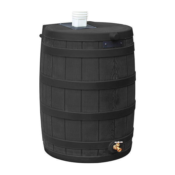 Good Ideas Rain Wizard 40 Gallon Rain Collection Plastic Rain Barrel, Black