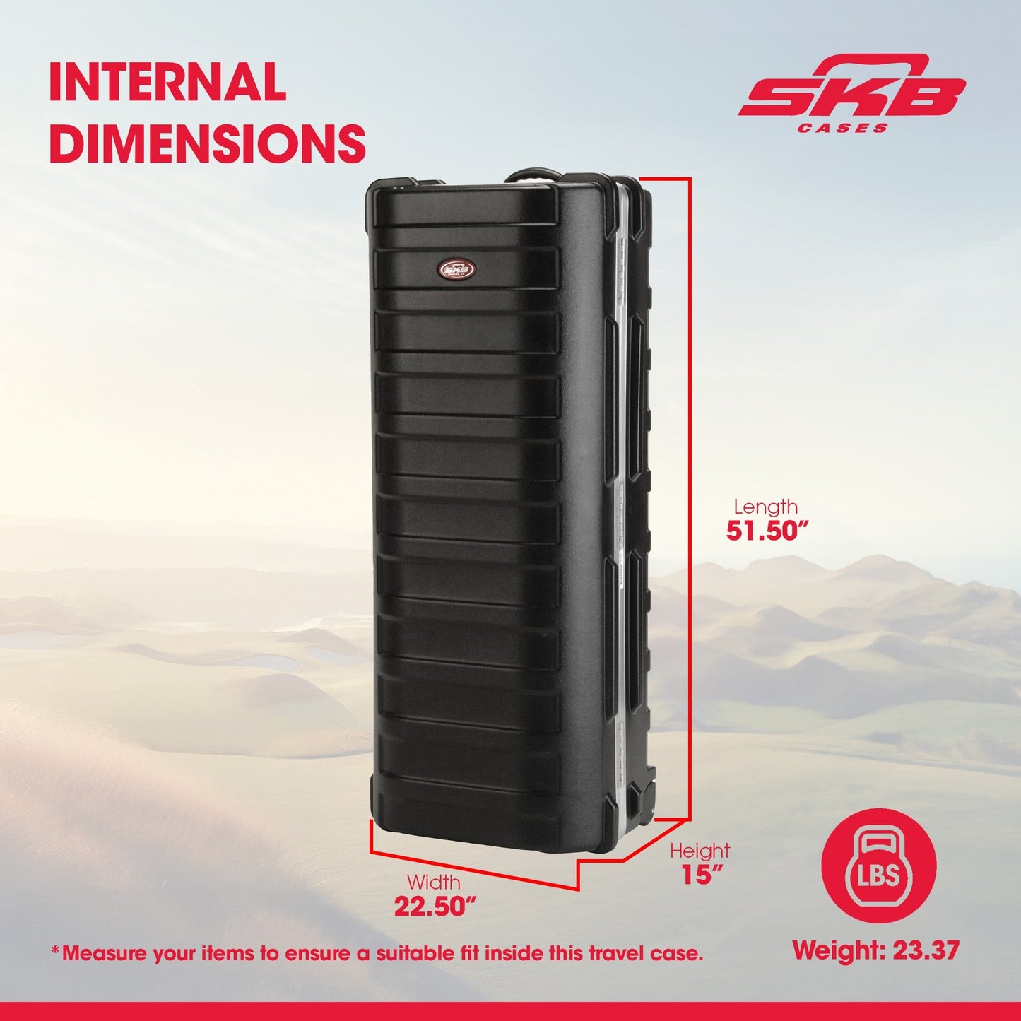 SKB ATA Large Stand Case, Wheels, Latches, Equipment Transport, 50 x 20”, Black