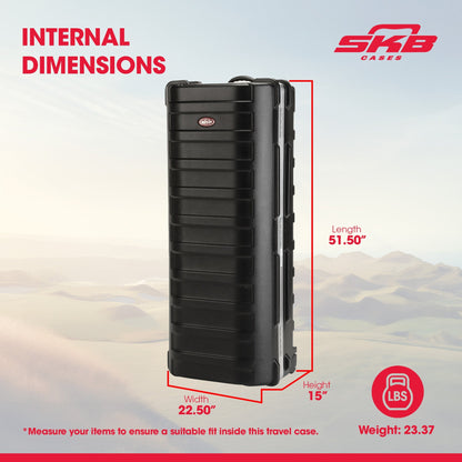 SKB ATA Large Stand Case, Wheels, Latches, Equipment Transport, 50 x 20”, Black