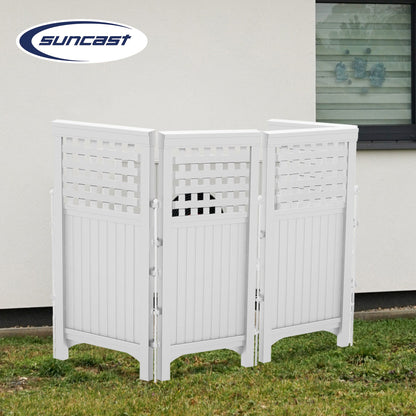 Suncast Outdoor Patio Garden 8 Panel Yard Screen Enclosure Gated Fence, White