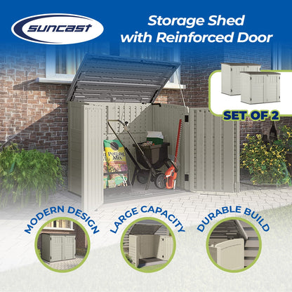 Suncast 53 x 31.5 x 45.5" Resin Storage Shed w/ Reinforced Floor, Ivory (2 Pack)