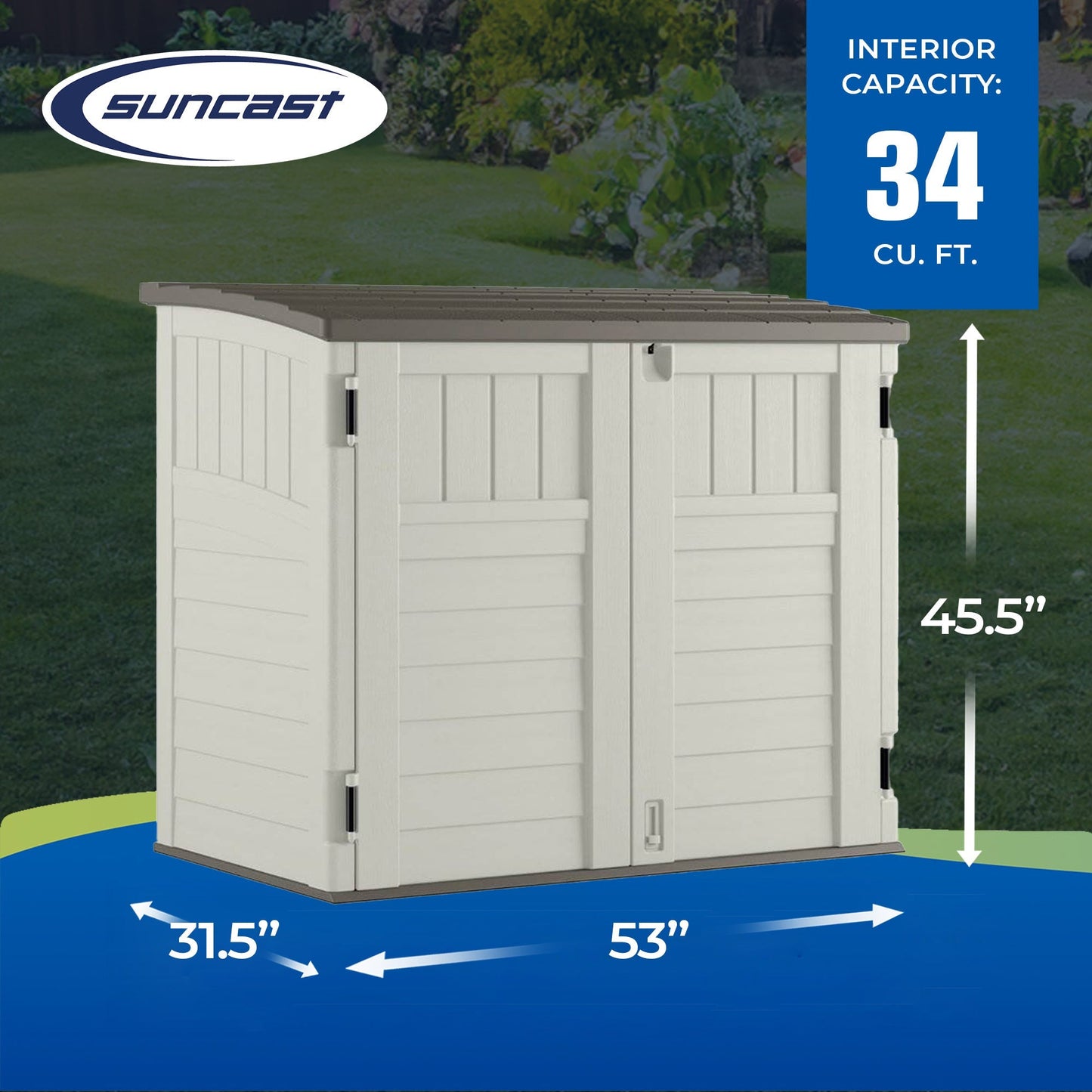 Suncast 53 x 31.5 x 45.5" Resin Storage Shed w/ Reinforced Floor, Ivory (2 Pack)
