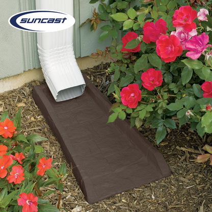 Suncast Outdoor Decorative Rain Gutter Downspout Splash Block, Java (2 Pack)