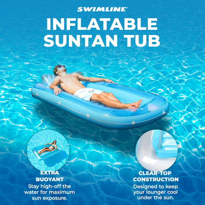 Swimline Original Suntan Tub Relaxing Outdoor Cushioned Water Lounge Float, Blue