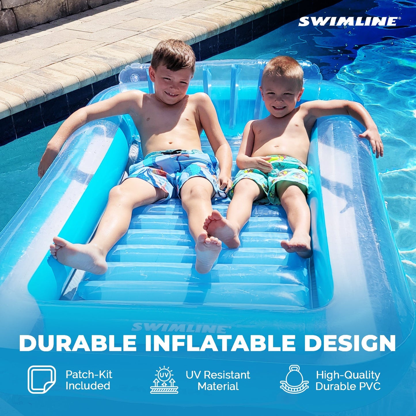 Swimline Original Suntan Tub Relaxing Outdoor Cushioned Water Lounge Float, Blue