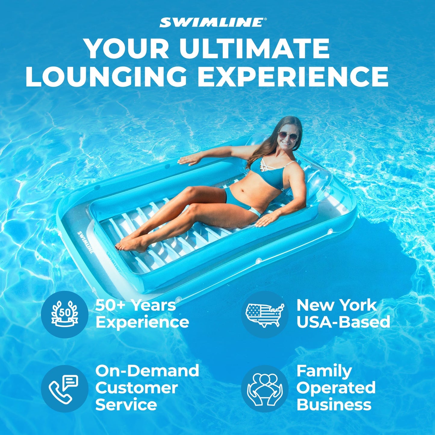 Swimline Original Suntan Tub Relaxing Outdoor Cushioned Water Lounge Float, Blue