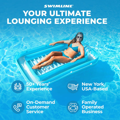 Swimline Original Suntan Tub Relaxing Outdoor Cushioned Water Lounge Float, Blue