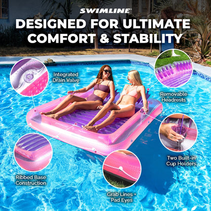 Swimline Original XL Suntan Tub Relaxing Outdoor Water Lounge Float, Pink/Purple