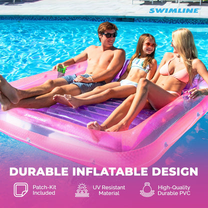 Swimline Original XL Suntan Tub Relaxing Outdoor Water Lounge Float, Pink/Purple