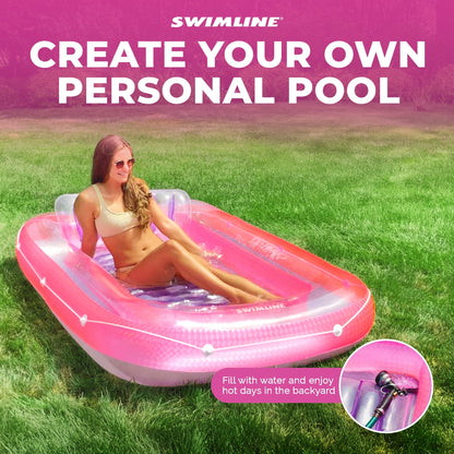 Swimline Classic Edition Inflatable Suntan Tub Floating Pool Hybrid Lounge, Pink