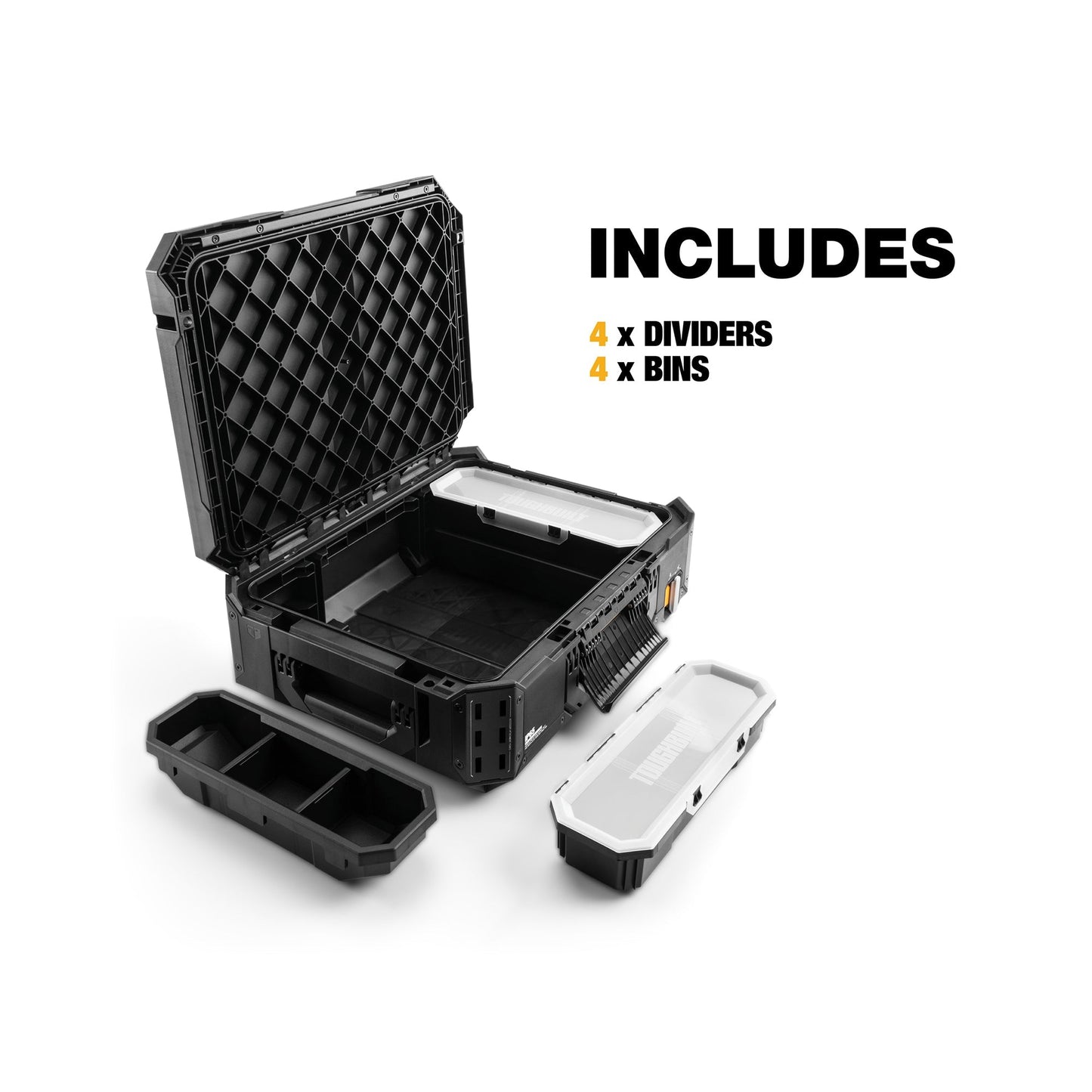 ToughBuilt StackTech Lockable Tool Box, Durable Plastic Storage Organizer, Black