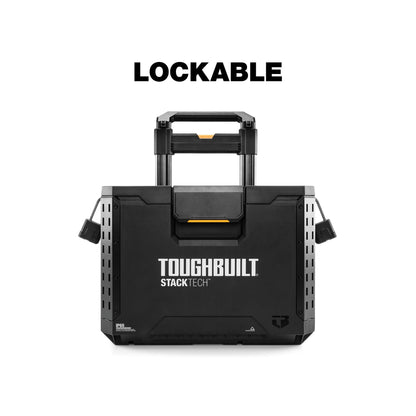 ToughBuilt Portable 2-in-1 Rolling Tool Box, Wheels & Stackable Design, Black