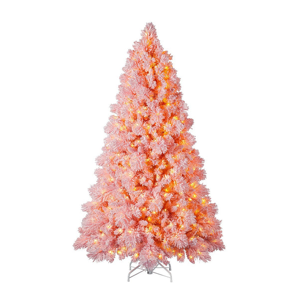 Home Heritage Snowdrift 6.5 Ft Pre-Lit Artificial Christmas Holiday Tree, Pink
