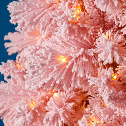 Home Heritage Snowdrift 6.5 Ft Pre-Lit Artificial Christmas Holiday Tree, Pink