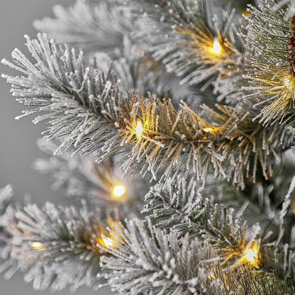 Home Heritage Natural Pine 7' Flocked 400 LED Pre-Lit Artificial Christmas Tree