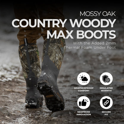 The Original Muck Boot Company Men's Size 9 Mossy Oak Country Woody Max Boots