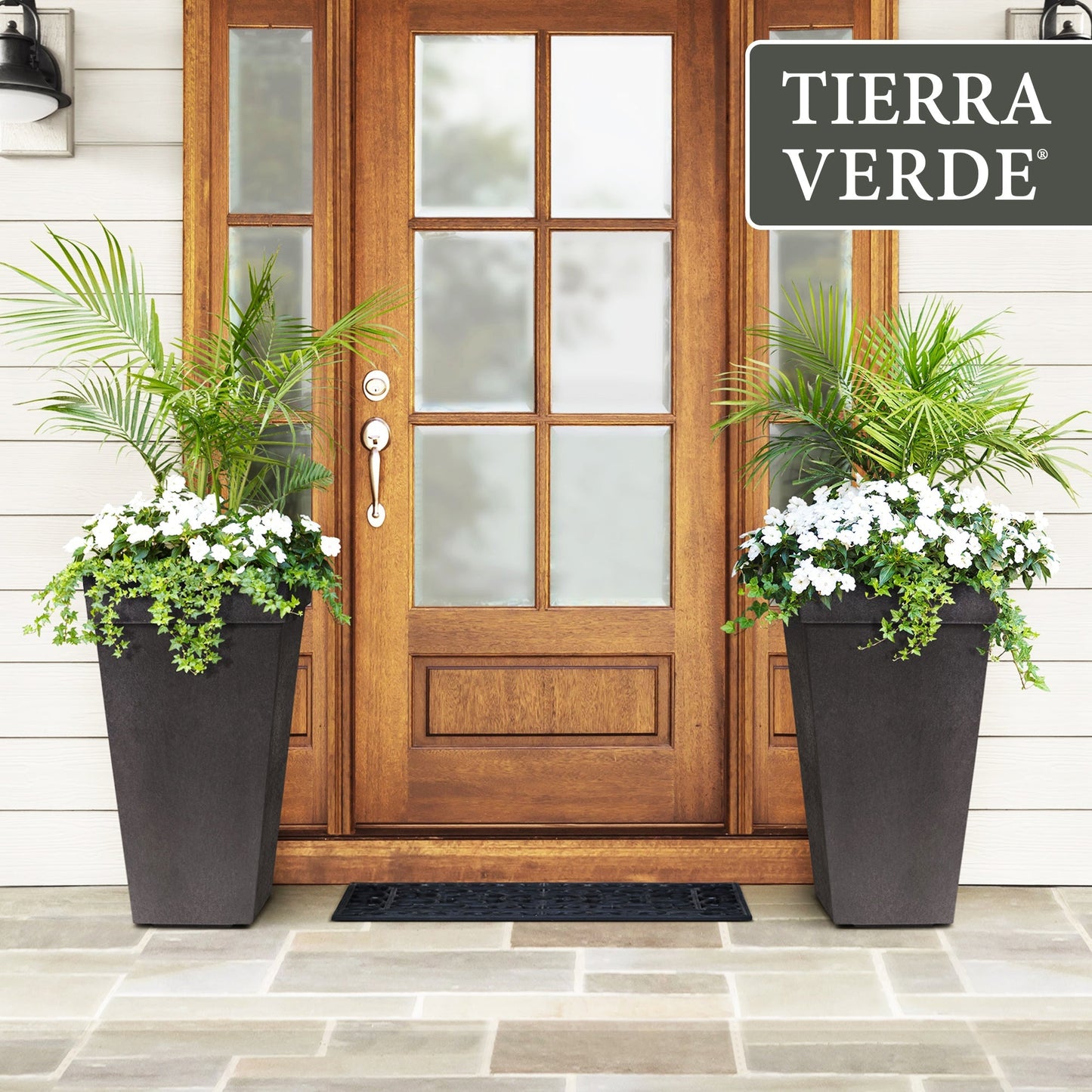 Tierra Verde Symphony Self Watering Square Planter, 15"W x 28"H, Black