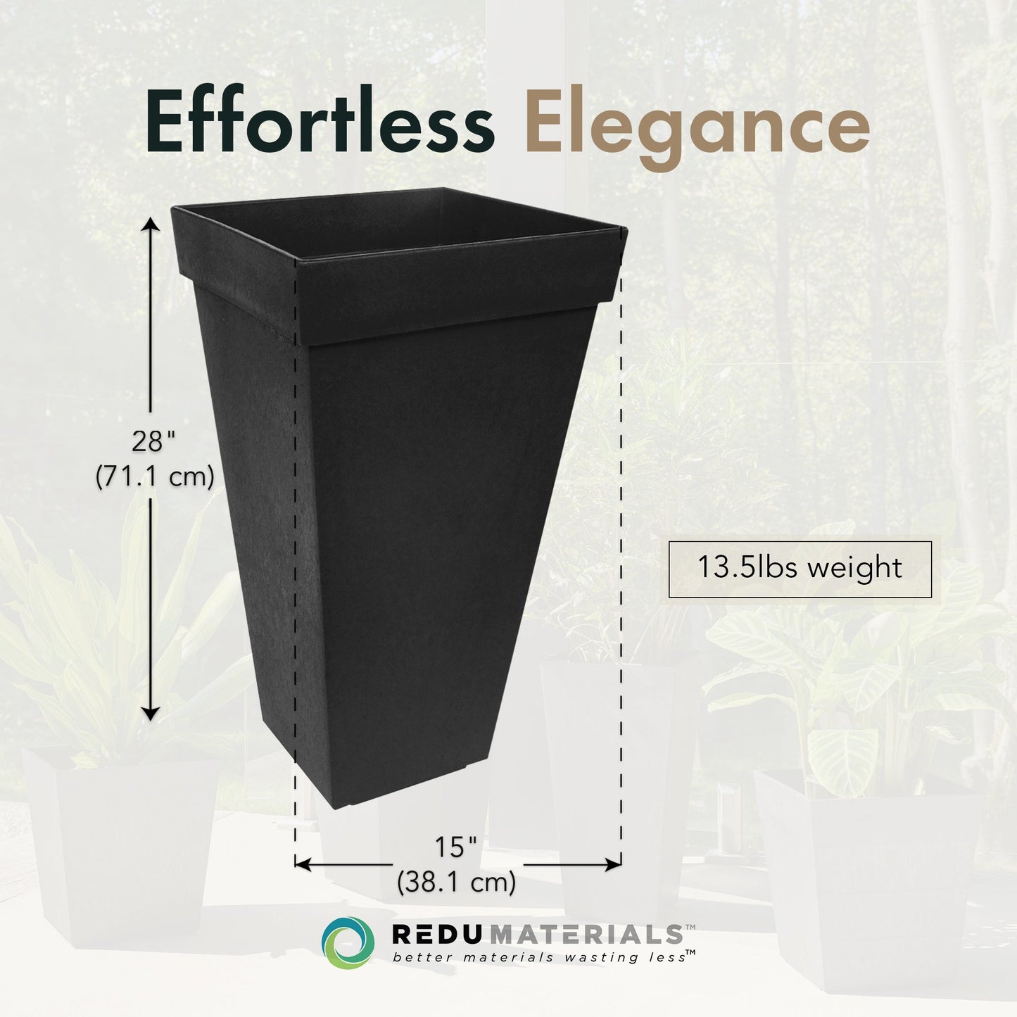 Tierra Verde 2 Pack Indoor Outdoor Self Watering Planter, Symphony, 15"W x 28"H