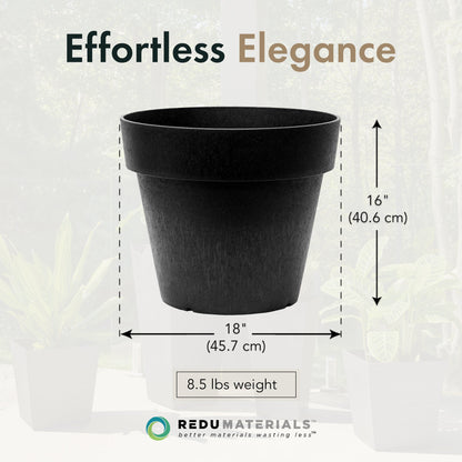 Tierra Verde Baritone Planter, Indoor Outdoor Self Watering Pot, 18"W x 16"H