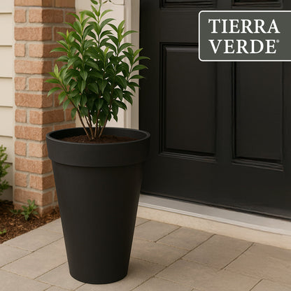 Tierra Verde Aria Indoor Outdoor Self Watering Planter, 12.5"W x 20"H, Black