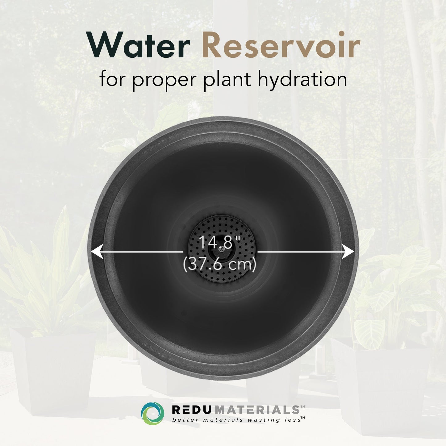 Tierra Verde Aria Indoor Outdoor Self Watering Tall Planter, 15"W x 26"H, Black