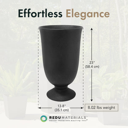 Tierra Verde Cadence Indoor Outdoor Self Watering Urn Planter, 14"W x 23"H Black