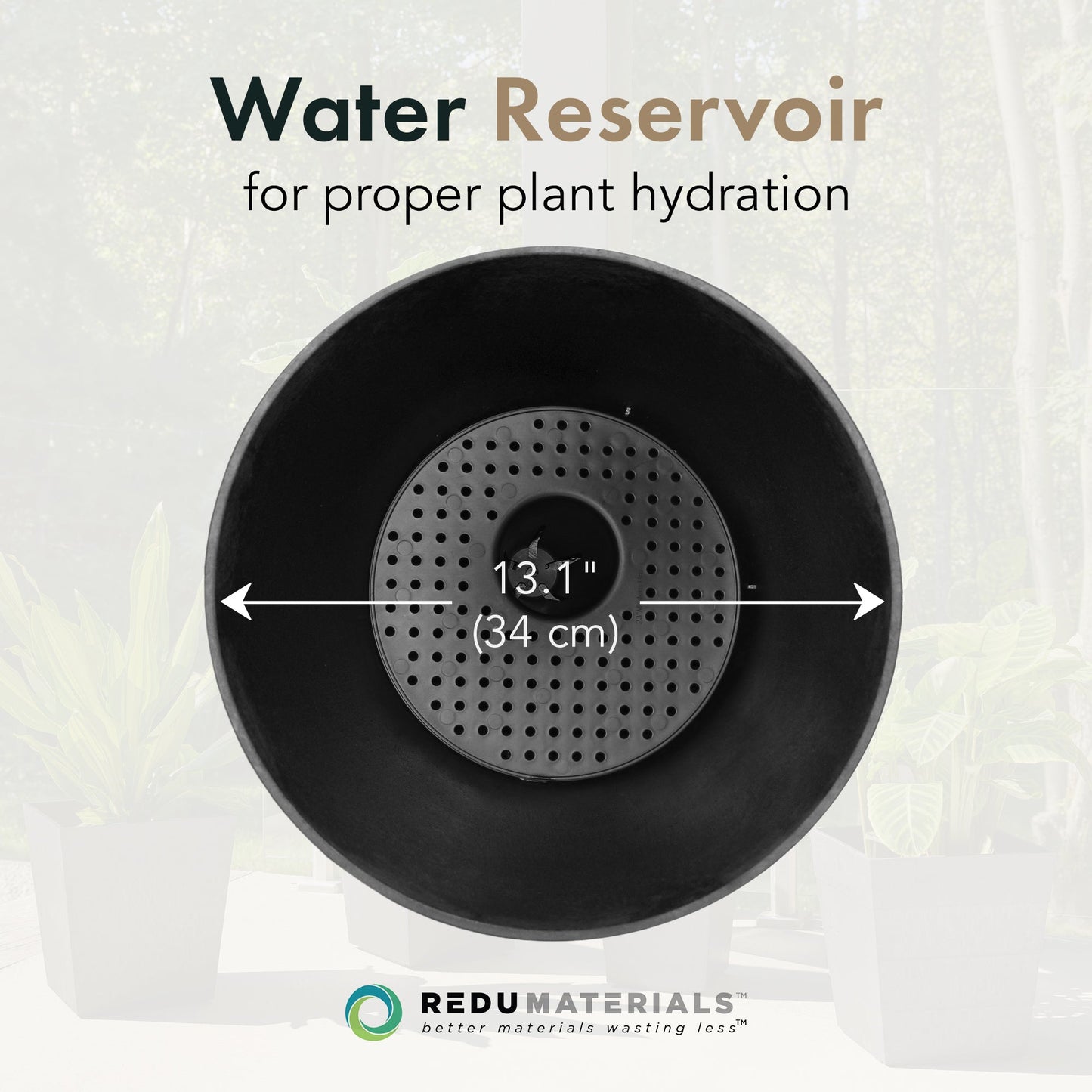 Tierra Verde Cadence Indoor Outdoor Self Watering Urn Planter, 14"W x 23"H Black