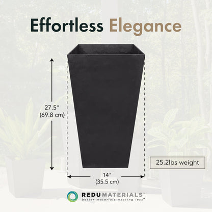 Tierra Verde 2 Pack Indoor Outdoor 28 Inch Self Watering Planters, Sonata, Black