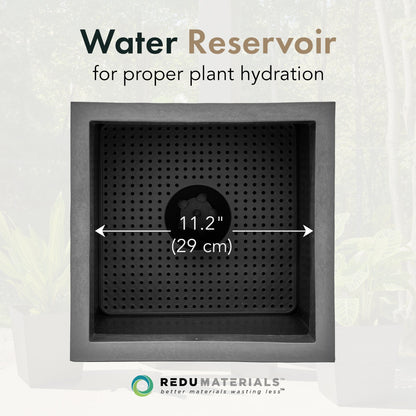 Tierra Verde 14" Citadel Serenity Outdoor Planter, Self Watering Design, Black