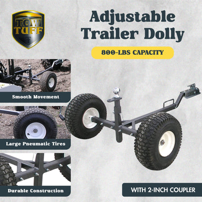 Tow Tuff TMD-800ATV Adjustable Solid Steel 800 Pound Capacity Trailer Dolly - Find Fresh Goods