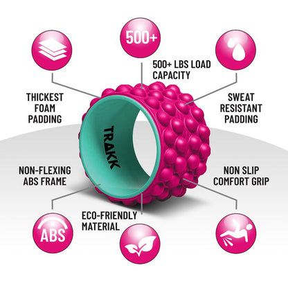 TRAKK ACCU-WHEEL Foam Roller Recovery Wheel for Full Body Pain Relief, Pink