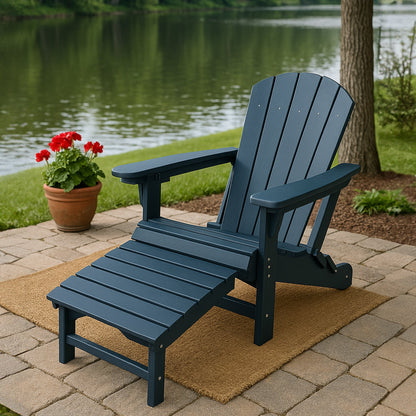 Trapper’s Peak Adjustable Folding Adirondack Chair, Footrest and Backrest, Blue
