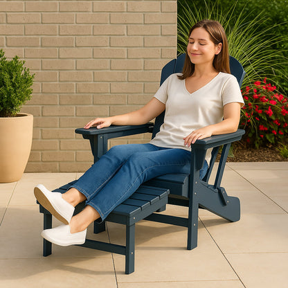 Trapper’s Peak Adjustable Folding Adirondack Chair, Footrest and Backrest, Blue