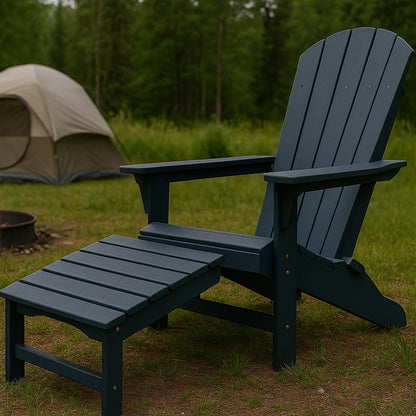 Trapper’s Peak Adjustable Folding Adirondack Chair, Footrest and Backrest, Blue
