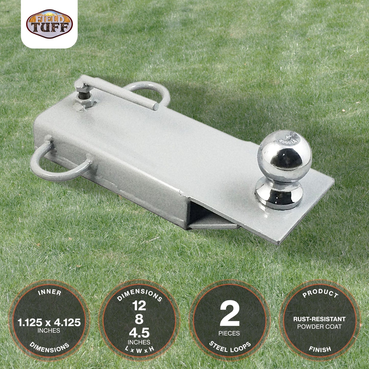 Field Tuff FTF-01FBMA 4" Ball Mount Hitch Adapter for Forklift and Tractor Forks - Find Fresh Goods