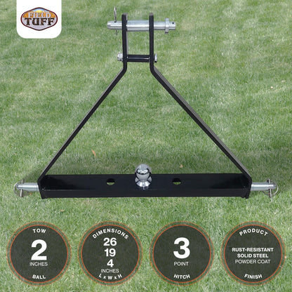 Field Tuff FTF-013PTH 3 Point Triangle Frame Lawn Tractor Trailer Hitch, Black - Find Fresh Goods