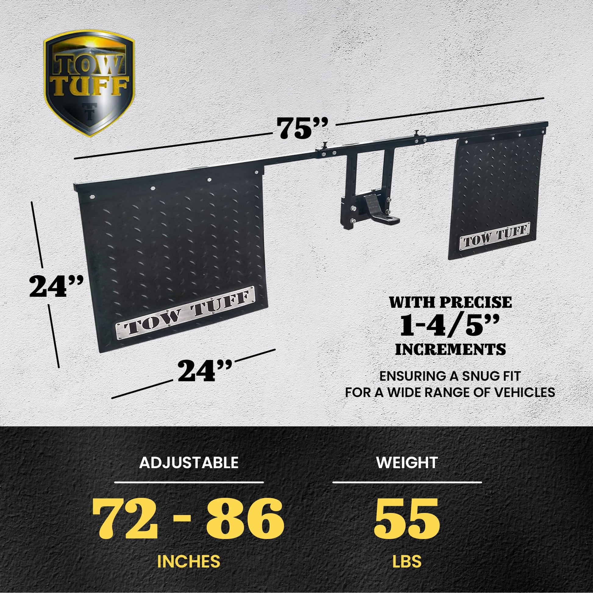 Tow Tuff Universal Mounts Adjustable Mud Flaps, Works with 2.5” Receiver Hitches - Find Fresh Goods