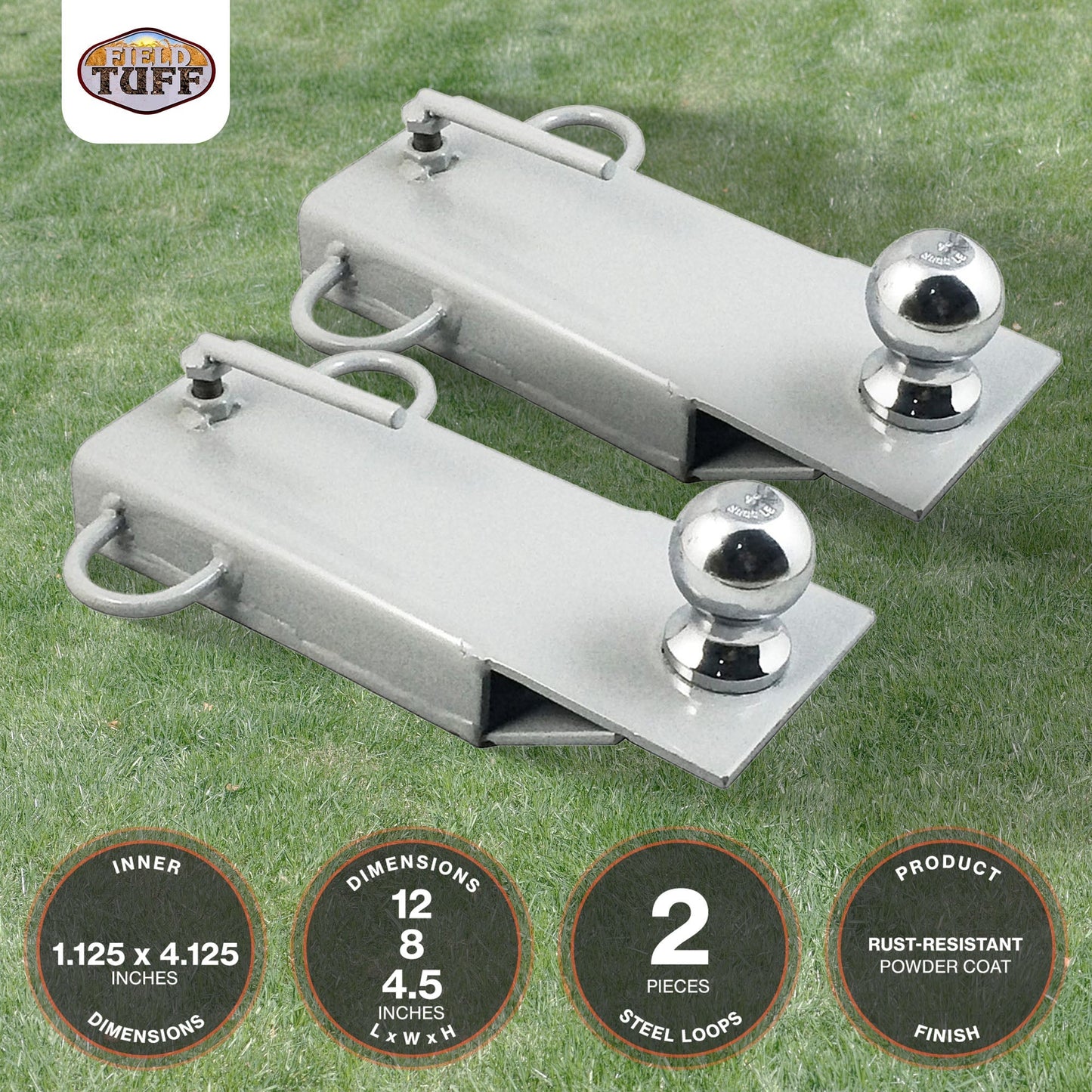 Field Tuff FTF-01FBMA 4in Ball Mount Hitch Adapter Fork Attachment (2 Pack) - Find Fresh Goods