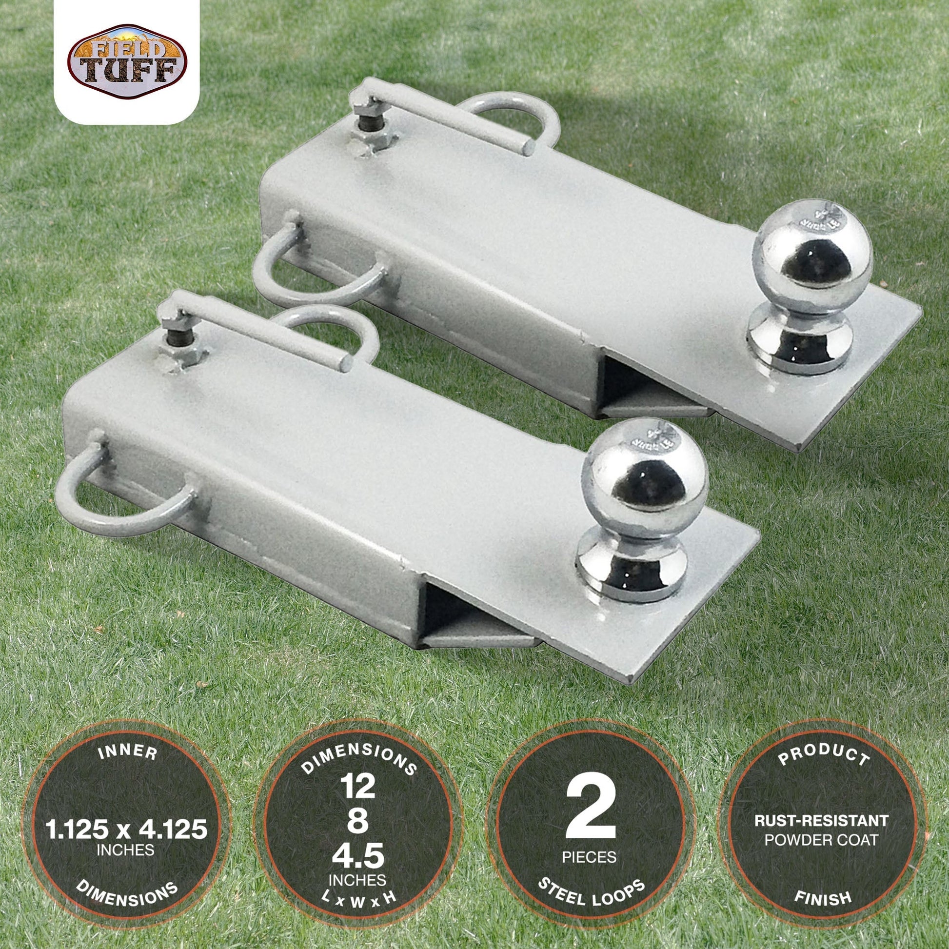 Field Tuff FTF-01FBMA 4in Ball Mount Hitch Adapter Fork Attachment (2 Pack) - Find Fresh Goods