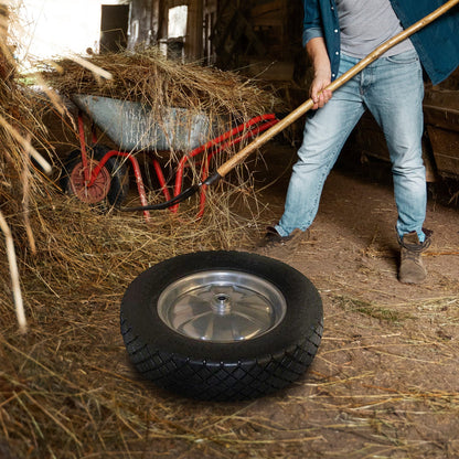 Marathon Tire 4.8 to 8 Flat Free Knobby Tread Wheelbarrow Tire w/ Wheel Assembly