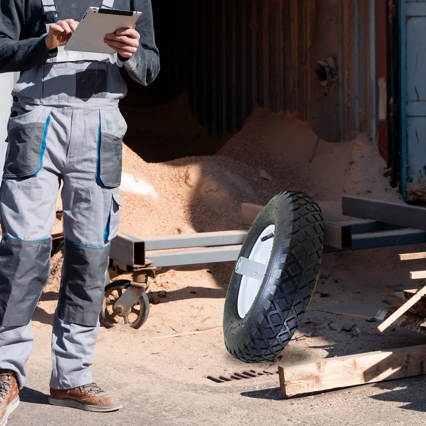 Marathon Tire 4.8 to 8 Pneumatic Air Filled Wheelbarrow Tire with Wheel Assembly