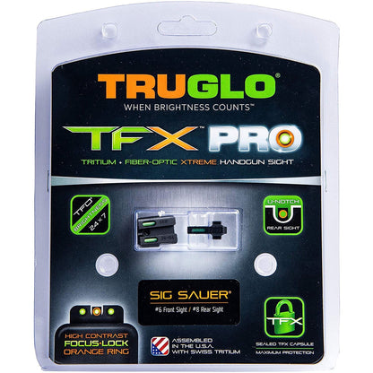 TruGlo Pro TFK TG13SG2PC Fiber Optic Tritium Handgun Pistol Sight, Sig Sauer